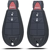 MechanMagic Key Fob Remote Replacement Compatible with Jeep Cherokee 2014 2015 2016 2017 2018 2019 2020 2021 GQ4-53T Keyless Entry with Door Key 68105081 3Buttons (Set of 2)