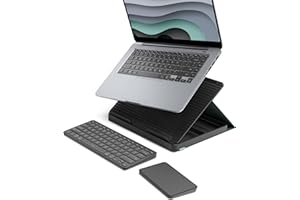 Logitech Casa Pop-Up Desk with Laptop Stand, Wireless Keyboard & Touchpad, Bluetooth, USB C Charging, for Laptop/MacBook (10” to 17”),Windows, macOS, ChromeOS - Classic Chic, Green/Black