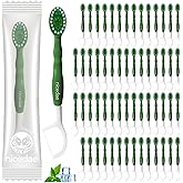nicedae 60Ct Disposable Mini Travel Toothbrush Bulk with Toothpaste | 5in1 Portable Toothbrushes Set Floss Pick Tongue Scrape