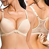 Upushall Women's Push Up Bra Racerback Front Closure Bras Padded Underwire Add 2 Cups