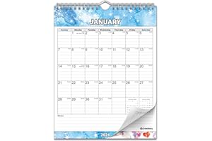 CRANBURY Small Vertical Wall Calendar 2024, Monthly Seasonal Designs, 8.5 x 11 Hanging Monthly Wall Calendar, or Use as 2024 Desk Calendar, Office Calendar plus Stickers for Calendars
