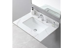 LEGENDSTONE 31" Bathroom Vanity Top with Ceramic Undermount Sink & Backsplash,Carrara Gold Sintered Stone Counter Top, 3 Holes Vanity Sink Top