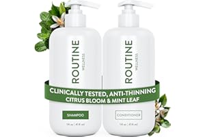 Routine Wellness Anti-Thinning Shampoo and Conditioner Set for Thinning Hair - Biotin DHT Blocker Women & Men - Color Safe Sh
