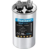 [UL Certified] BlueStars 20 uF MFD uf ± 5% MFD 370 V VAC or 440 Volt CBB65 Multi-Purpose Motor Run Round Capacitor 10000AFC - Compatible for Air Conditioner or Heat Pump Condenser