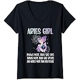 Womens Aries Zodiac Sign Girl Aries Horoscope Astrology V-Neck T-Shirt