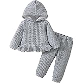 Mioglrie Baby Toddler Girl Clothes Infant Fall Winter Outfits Hoodie Solid Color Sweatshirt Sweatpant Clothing Set 3M-3T