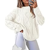 BTFBM Casual Women Long Sleeve Sweater 2026 Fall Ribbed Knit Pullover Loose Crewneck Cable Sweater Jumper Tops