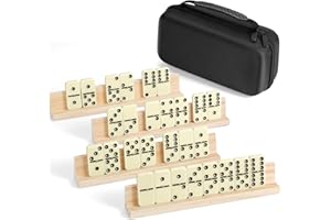 BATURU Double 6 Dominos Set for Adults with 28 Tiles, Durable Dominoes Game Set with 4 Racks and Carry Case, Fun Dominos for Kids, Family Games Night, Travel Games
