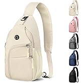 Pritent Crossbody Bags for Women Man Waterproof Sling Bag Backpack Trendy Casual Cross Body Bag with Convertible Shoulder Strap Chest Bag for Camping Hiking Travel Essentials (Ivory, Large)