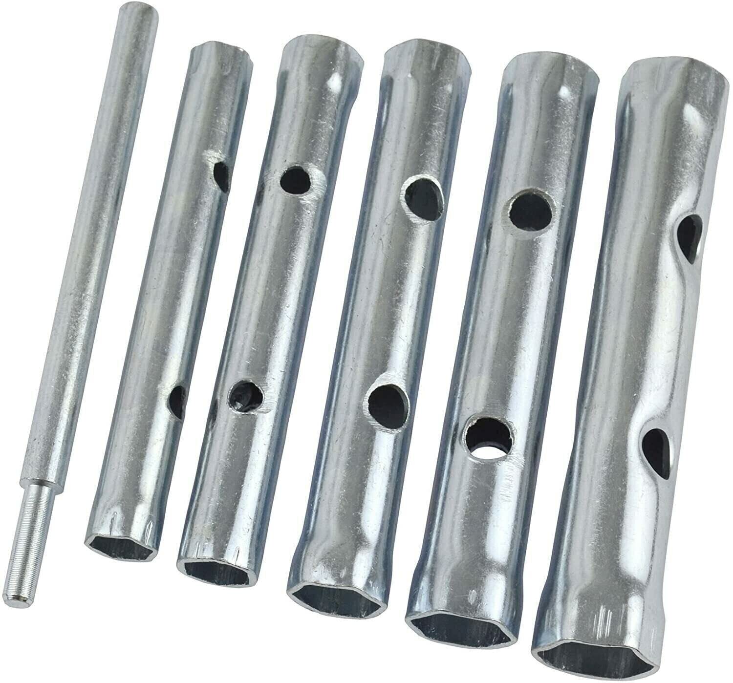 Dunnet Tools 6 Piece Tubular Box Wrench Set 10-19mm Tube Bar Spark Plug Spanner Metric Tool Set Mechanic Plumber Repair Tool Set Professional Heavy Duty
