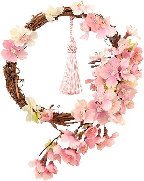 Amazon Co Jp 花由 さくら 花風水 アーティフィシャルフラワー 桜シリーズc しだれ桜リースl ホーム キッチン