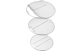 AJinTeby Heavy Duty Plated Steel Hinged Cooking Grate and Lower Grate, Charcoal Grate for Weber 22 inch/ 22.5" Charcoal Grills, Smokey Mountain Cooker (7436+85041+63014)