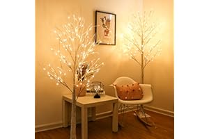 Twinkle Star 2-Pack 6 Feet 96 LED Lighted Birch Tree for Thanksgiving Decor Home Wedding Party Indoor Outdoor Christmas, Fall, Autumn Decoration, 2 Pack, Warm White