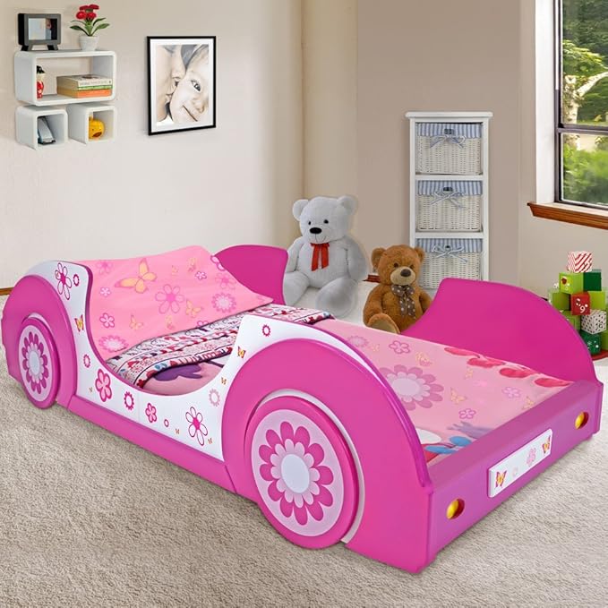 Girls Single Bed Frame Junior Bed for Girl 90x200centimeter Pink