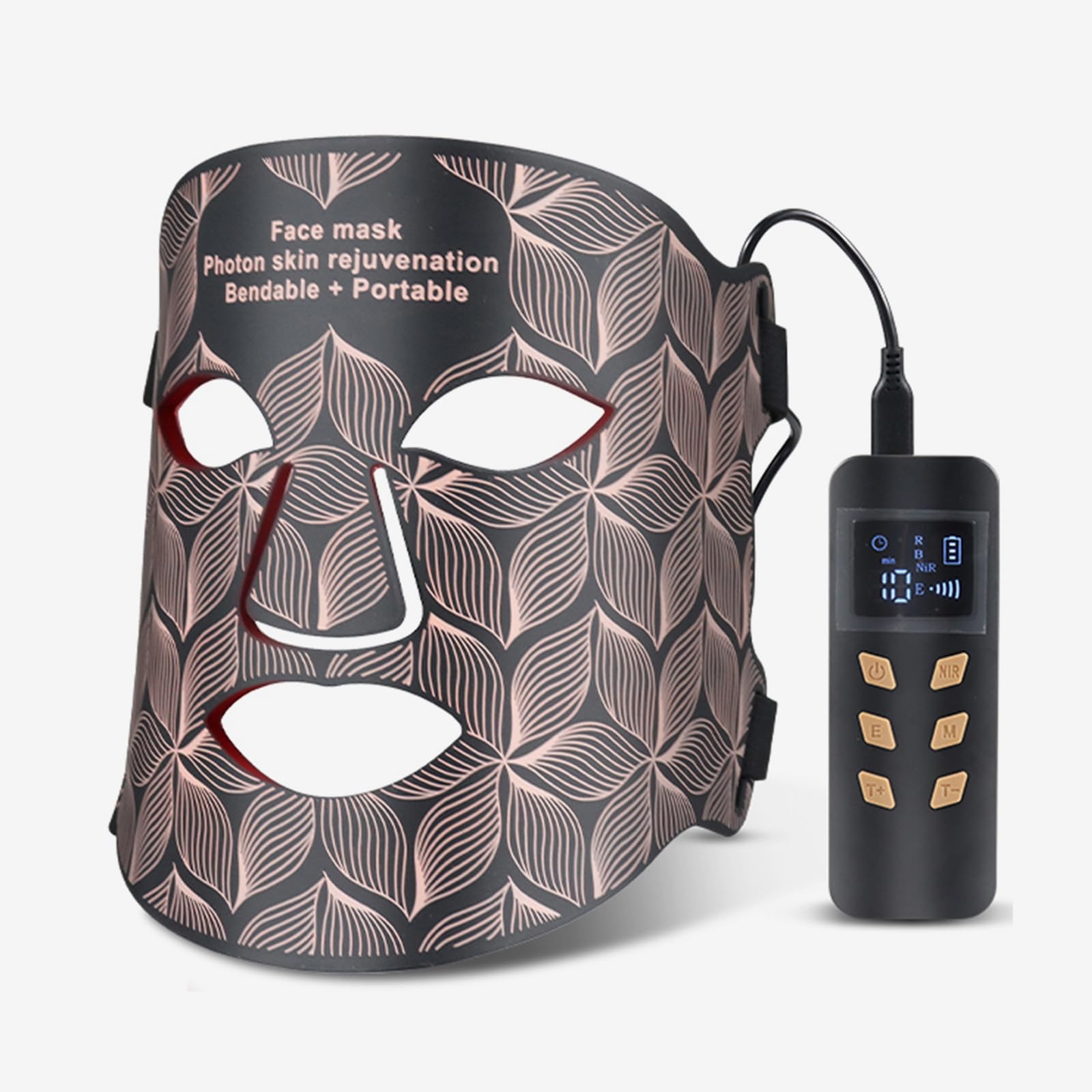 JVSURF LED Face Light Therapy Mask for Skin Rejuvenation, IP67 Waterproof Flexible Silicone and Portable Red Light Therapy Mask for Home Face Skincare