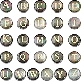 PH PandaHall 26PCS Alphabet A-Z Shell Beads, 8mm Freshwater Seashell Beads Flat Round Beads with Golden Letter Loose Beads for Boho DIY Necklace Bracelet Earring Jewelry Making Craft
