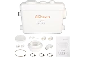 HOMEWINNER Macerator Pump 450W Sewage Pump with Side Inlet for Wall Hung Toilet Upflush to 26ft Basement Full Bathroom and RV Home Toilets Shower Laundry Sink Sewer Grinder Sump Pumps System Waste Water Disposal