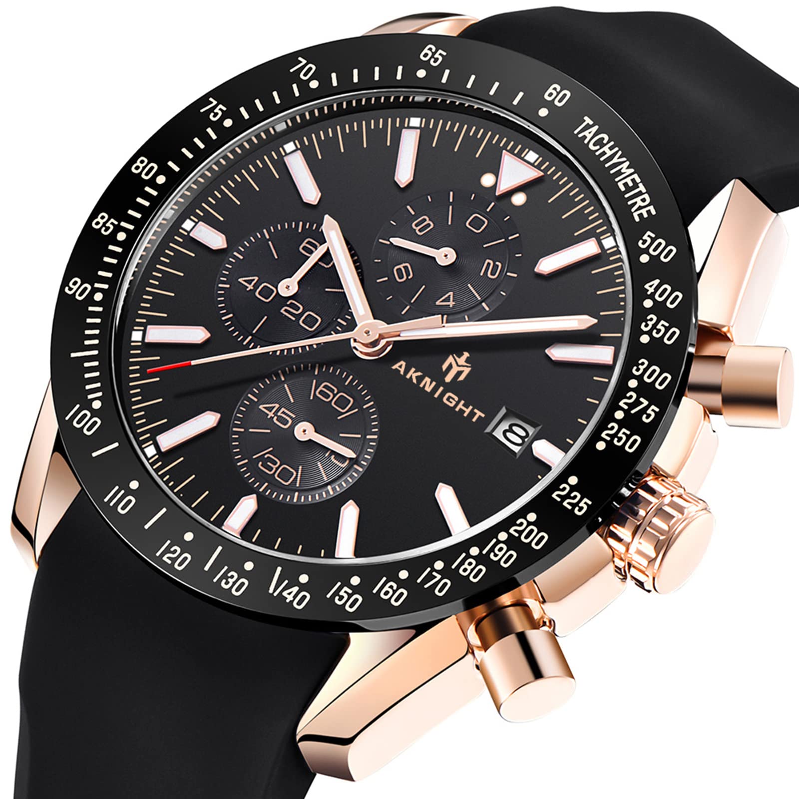 AKNIGHT Watch for Men Luxury Watches with Brown Leather Strap Timepiece Birthday Gift Wrist Watches, Luminous Sports Analog Quartz Movement Waterproof