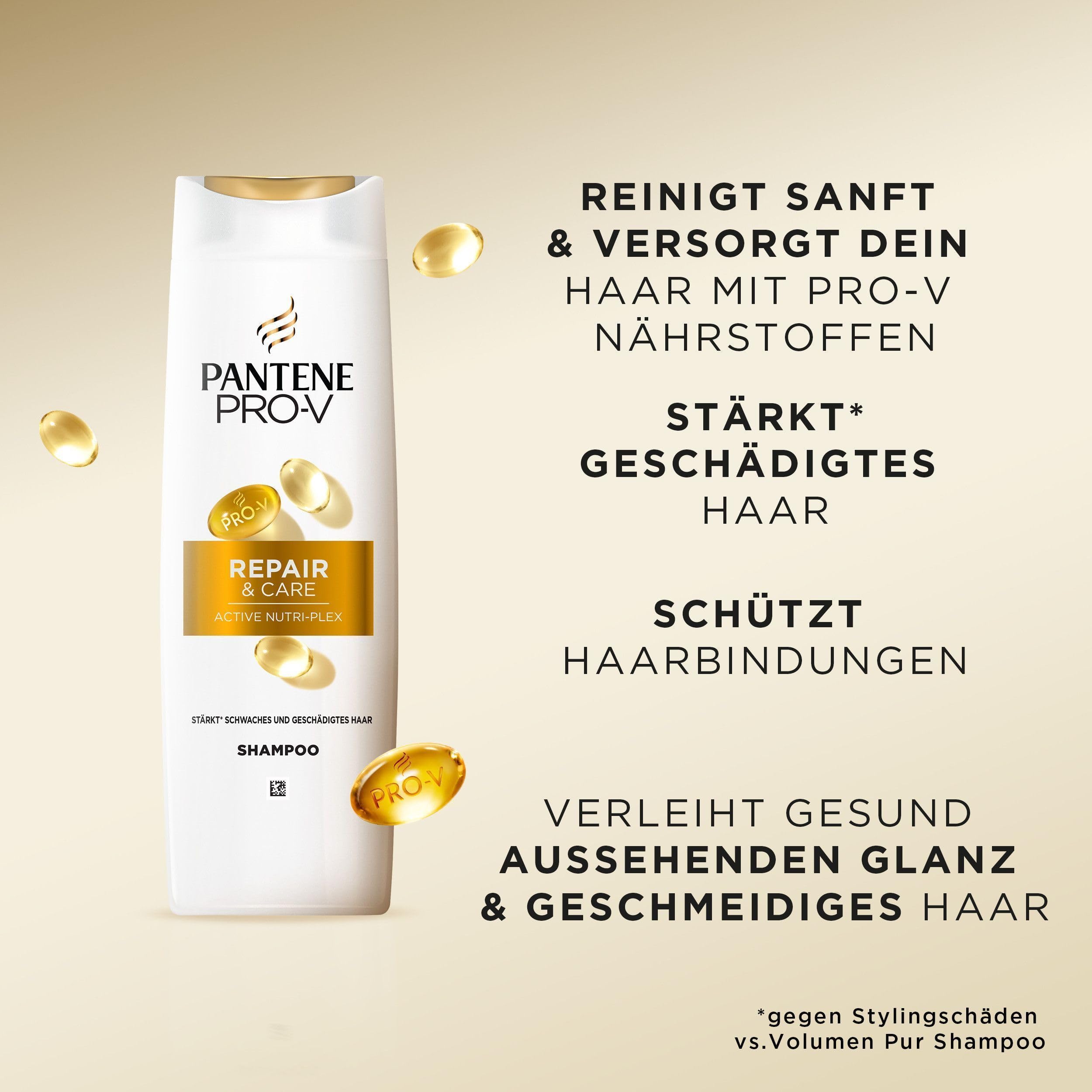 Pantene Pro-V Repair & Care Shampoo Duo Pack, Pro-V Formel mit Kräftigenden Lipiden und Schützenden Antioxidantien, Für Geschädigtes Haar, 2x500ML 3