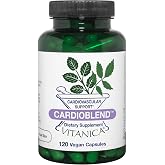 Vitanica CardioBlend, with Garlic Bulb Extract, Vegan, 120 Capsules | Antioxidant and Heart Health Support, Hawthorn, Guggulipid, Magnesium, Vitamin E, CoQ10, Grape Seed Extract and Vitamin B12