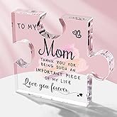 Acrylic Plaque Gifts for Mom, Mothers Day Birthday Gifts from Daughter Son Unique Acrylic Puzzle Piece Paperweight Desk Decorations Present for Christmas Anniversary