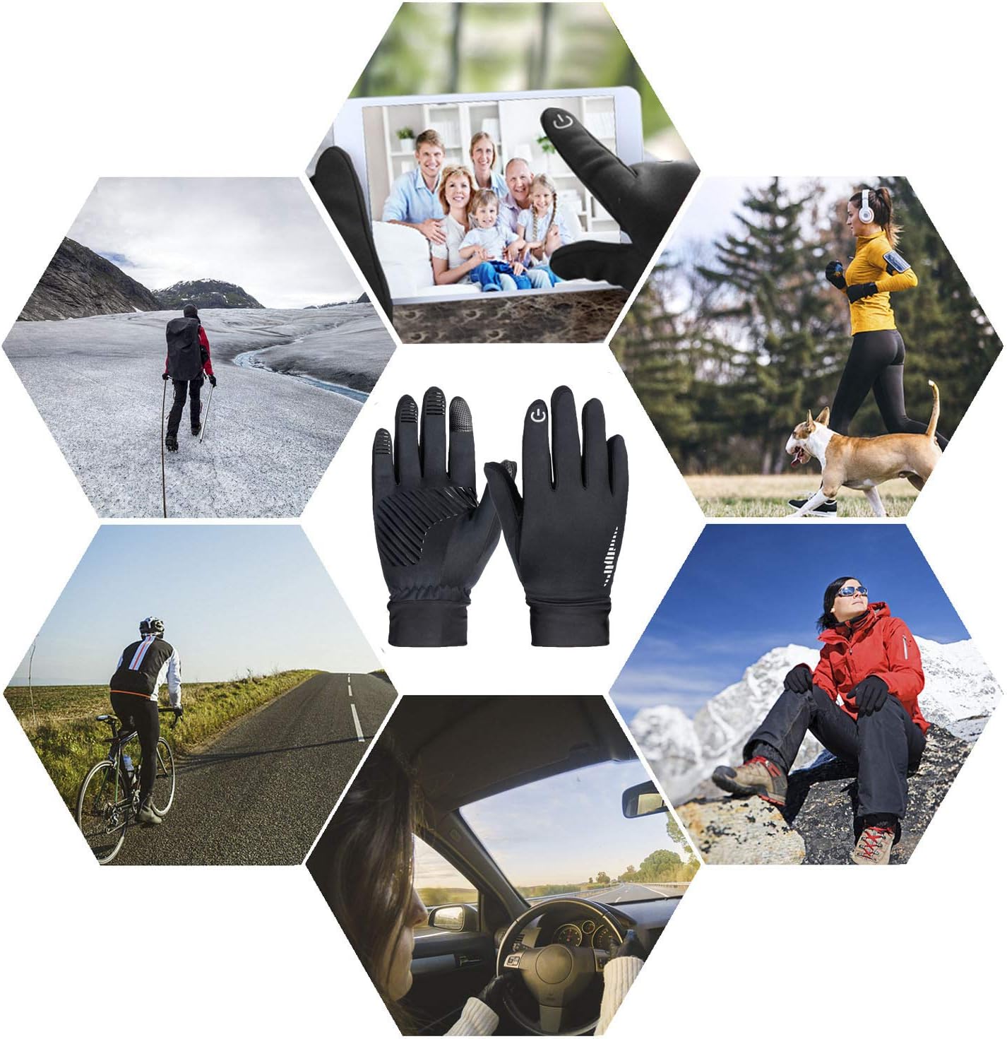 HiCool Winter Gloves, Touch Screen Running Thermal Driving Warm Outdoor Sports Head Gloves for Men Women : Clothing