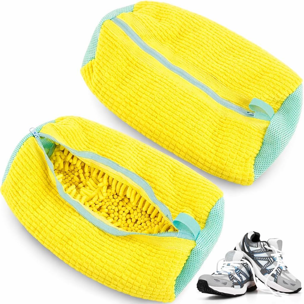 Bolsa para Lavar Tênis Sapatos Premium Máquina Malha Chenille Protetora Reutilizável com Zíper