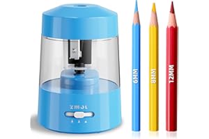 ZMOL Electric Pencil Sharpener Battery Operated Power Kids for Colored & Jumbo Pencils No.2/(6-12mm) - Safe & Easy Use Plug in Portable with (AC Adapter,USB, Battery) for Classroom/Office/Home Blue