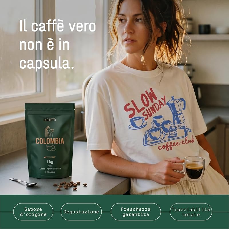 Caffè in Grani di Specialità 1kg | Origine Colombia | 100% Arabica | +80 punti SCA | Tostatura Naturale e Artigianale | Caffè Grani Naturale | Finca Huila, Cadifihuila