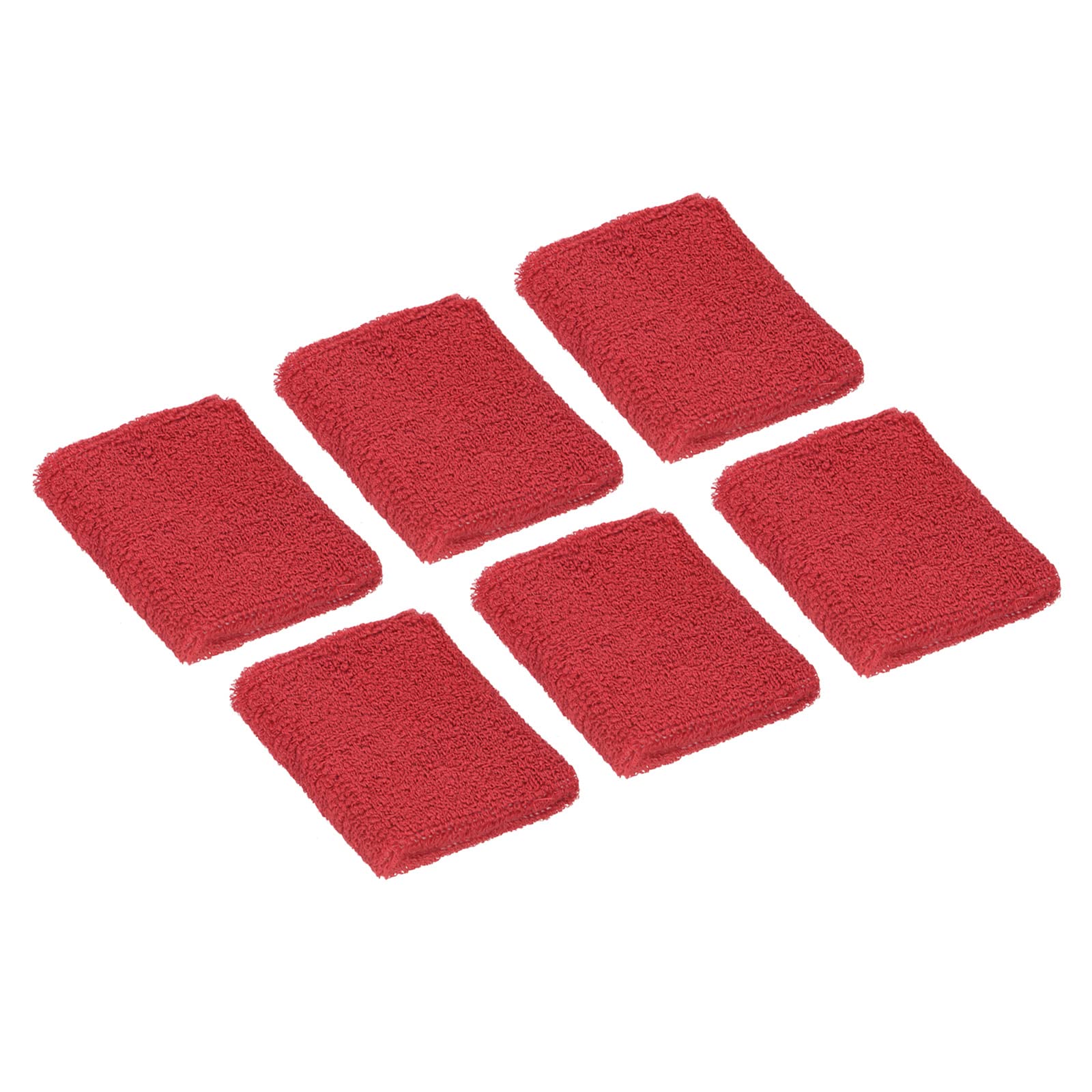 PATIKIL Sports Wristbands 8x8cm, 6 Pack Cotton Terry Cloth Absorbent Sweatband for Tennis Basketball Working Out Athletic Running, Red