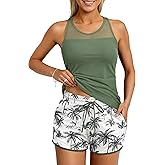 Aqua Eve Women Tankini with Shorts - Tummy Control Two Piece Swimsuit High Neck Bathing Suit with Pockets 2025 Swimwear