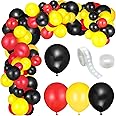 Sumind 127 Pieces Car Race Balloons Party Supplies Race Car Theme Birthday Party Garland Arch Red Yellow Black Balloons Decorations