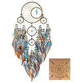 Urdeoms Large Dream Catchers Wall Decor for Bedroom Boho Moon Dream Catcher with Arrow Turquoise 23" Length(NO.34)
