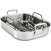 All-Clad Specialty Stainless Steel Roaster and Nonstick Rack 16x13x5 Inch Oven Broiler Safe 600F Roaster Pan, Pots and Pans, Bakeware, Turkey, Silver