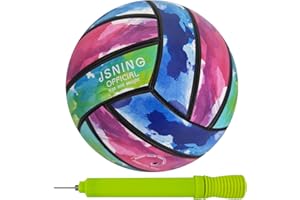 JSNING Colorful Volleyball Soft Touch for Outdoor Indoor Beach Game,Official Size 5,Volley Lite Volleyball with Pump