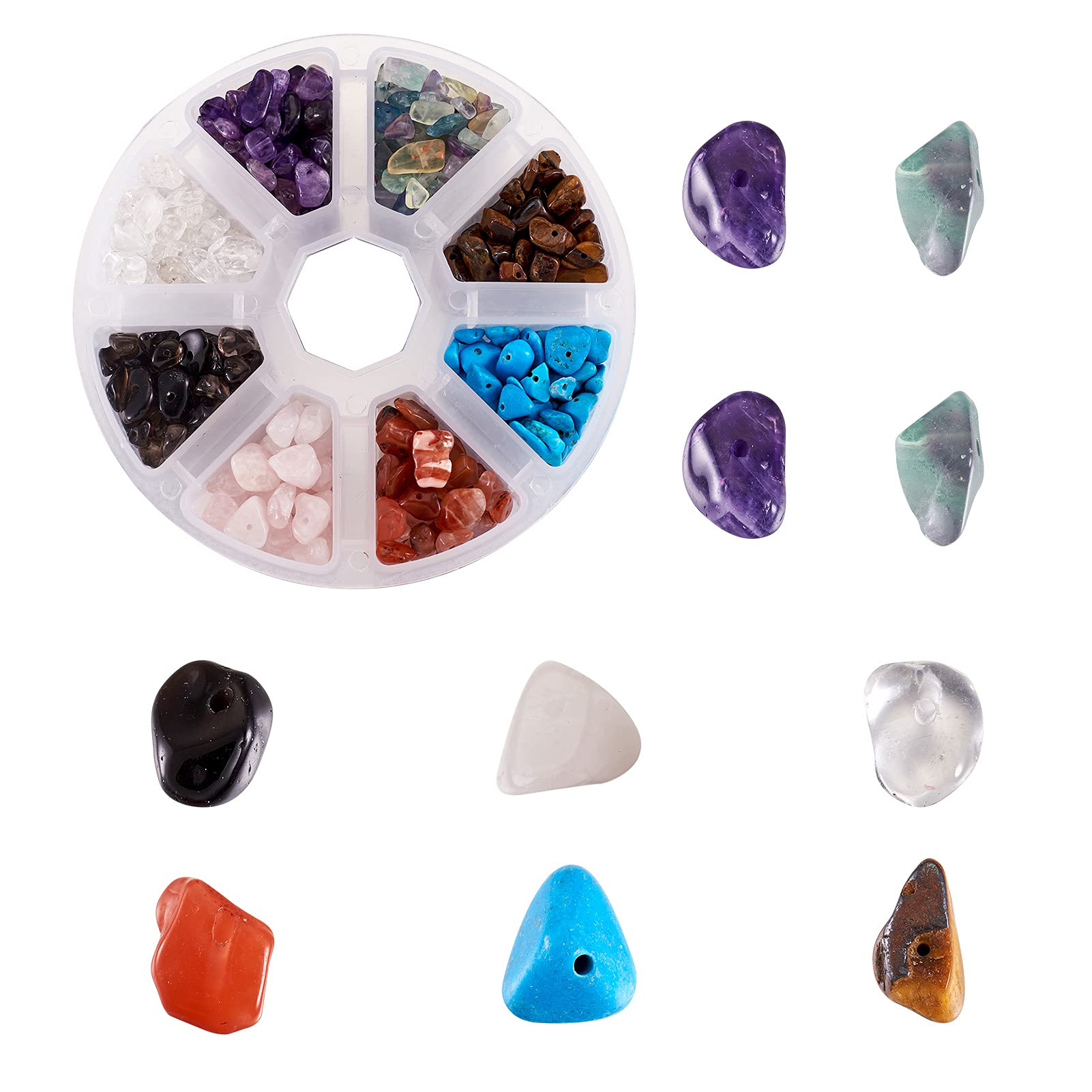 PandaHall 560pcs/Box Natural & Synthetic Gemstone Chip Beads Irregular Chips Beads Set for Jewelry Necklace Bracelet Making