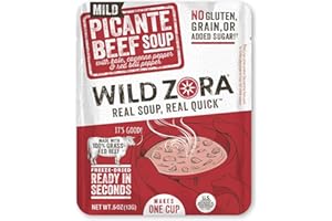 Wild Zora Instant Keto-Friendly Soups Picante Beef 8-pack Broth Made with 100% Grass-Fed Beef, and Vegetables, Gluten-Free, Grain Free, Low Carb, No Added Sugar, Flavorful Pantry Staples - 0.5oz/13g