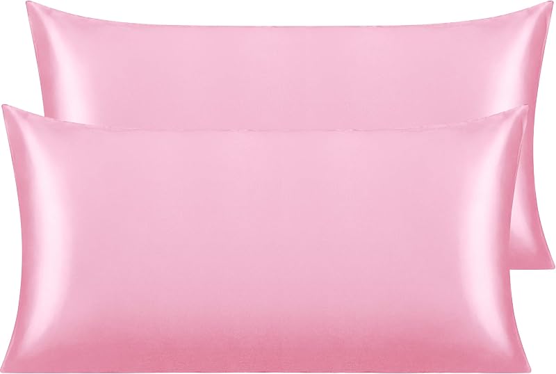 NTBAY Silk Satin Pillowcases 2 Pack 50x90 cm Pink Envelope Closure