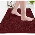 Ultra Soft Texture Chenille Plush Bath Rugs Floor Mats, Bath Rug Non Slip Microfiber Door Mat for Kitchen/Entryway/Living Room (30 x 20 inches, Burgundy)