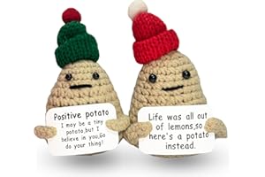 JoyChoi 2PCS Valentines Day Gifts for Women - Mini Funny Positive Potato Crochet Doll for Home and Office Desk Decoration