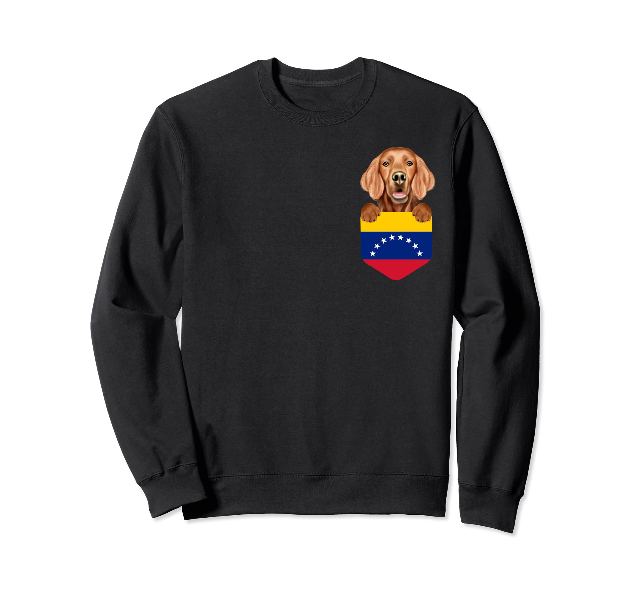 Venezuela Flag Irish Setter Dog In Pocket Sweatshirt