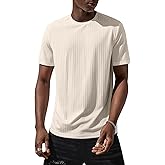 Verdusa Men's Short Sleeve Basic T Shirt Casual Round Neck Ribbed Tee Top