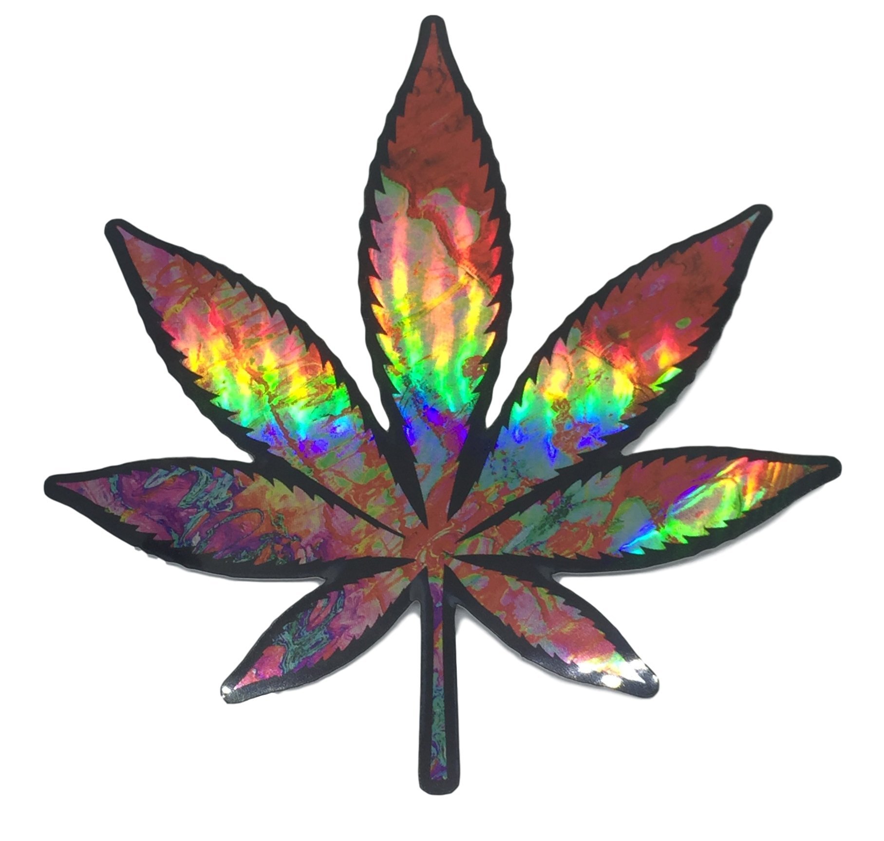 Pot Leaf Sticker Decal Hologram Psychedelic 420 Weed Cannabis Marijuana