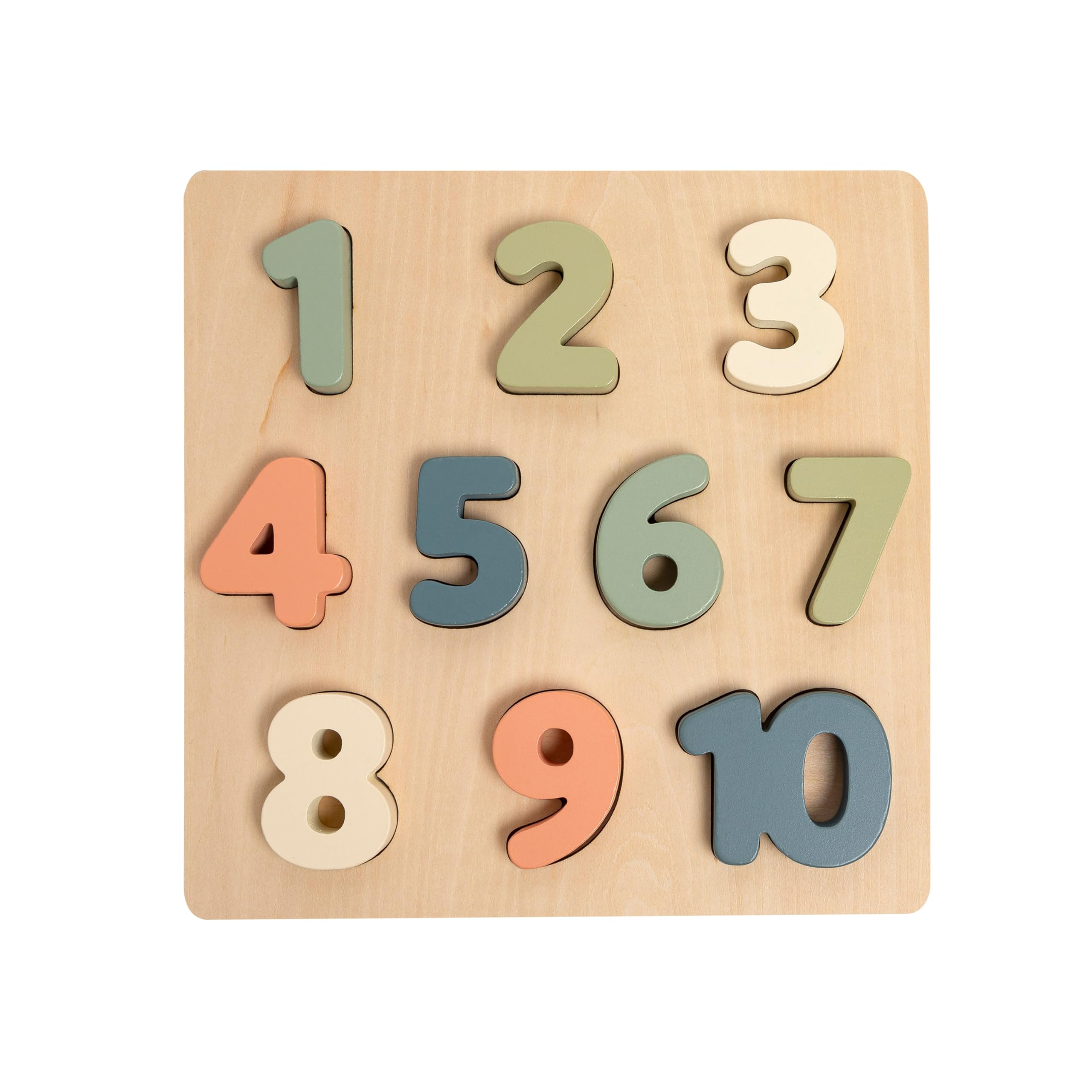 Pearhead Wooden 123 Numbers Puzzle, Colorful Preschool Counting Board, Interactive Montessori Educational Learning Baby Toys for Boys or Girls, Ideas for Toddlers