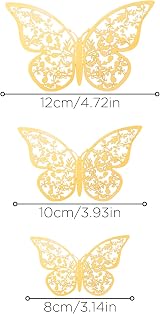 AIEX 24pcs 3D Butterfly Wall Decals Gold 3 Sizes 8/10/12cm with Tape view 2