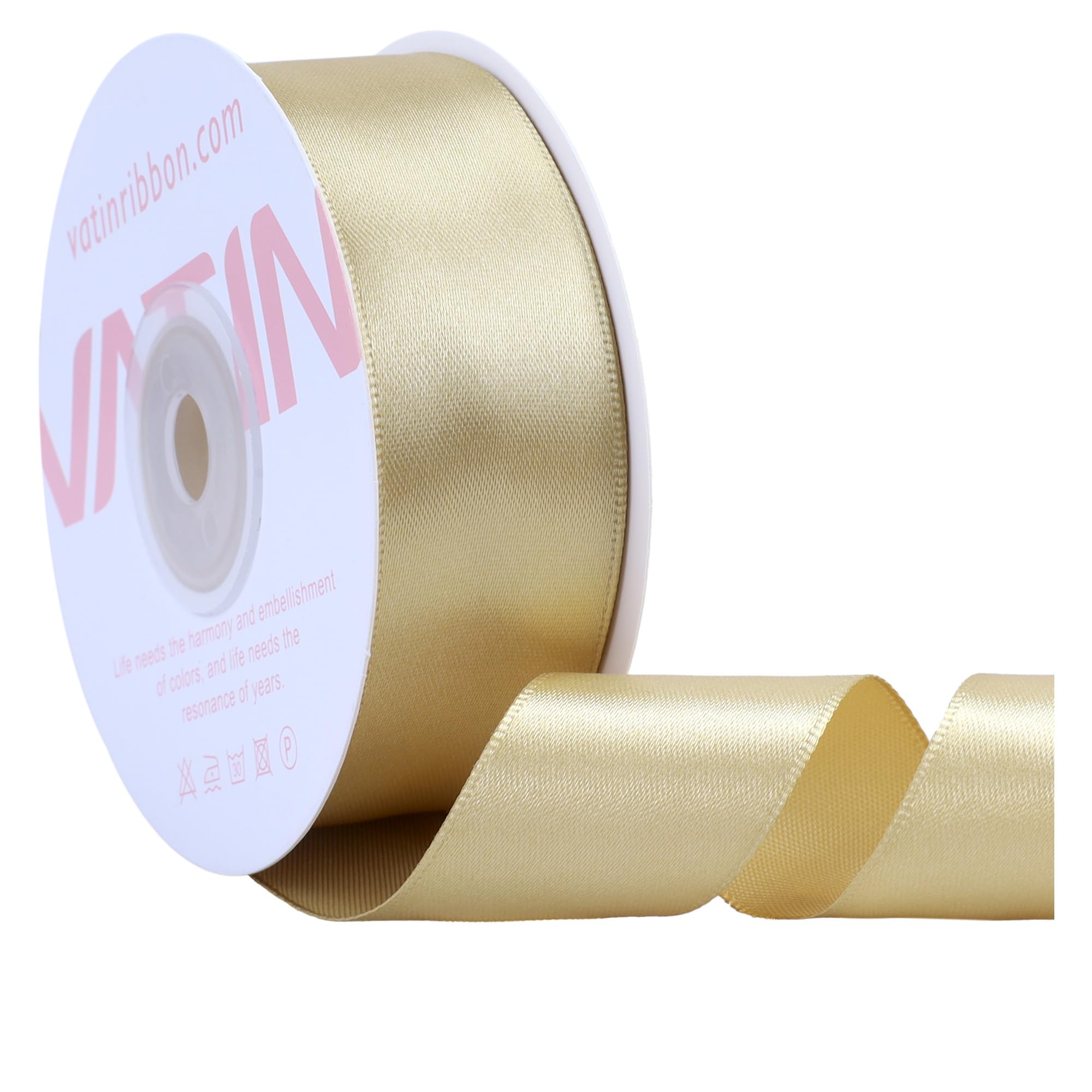 VATIN Gold Satin Ribbon Polyester 25mm X 23m(25 Yards) Craft Fabric Ribbon Perfect for Gift Wrapping,Hair Bow,Party Balloon Trimming, Cake Decoration Sewing and Other Craft Projects