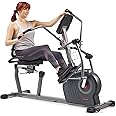 Sunny Health & Fitness Elite Recumbent Cross Trainer & Elliptical Machine with Arm Exercisers for Home Arm/Leg Training, Easy Adjust Seat & Mesh Backrest, Free SunnyFit App Bluetooth Connectivity