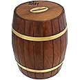 IBLAY Wooden Money Safe Box for Cash with Key | Birthday Gift for | Adults - Barrel Shape | Money Bank Bag (Barrel Shape Piggy Bank)