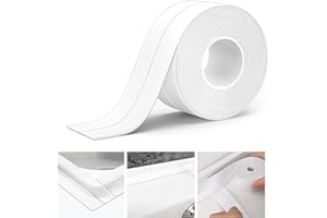 BLISSIQUEE White Caulk Tape Self Adhesive, Waterproof Toilet Caulk Sealant Tape, Shower Seal Strip for Kitchen, Countertop, Bathroom, Bathtub, Sink, Toilet Edge Protector with Sealing Tool (1.5"x16.4Ft)