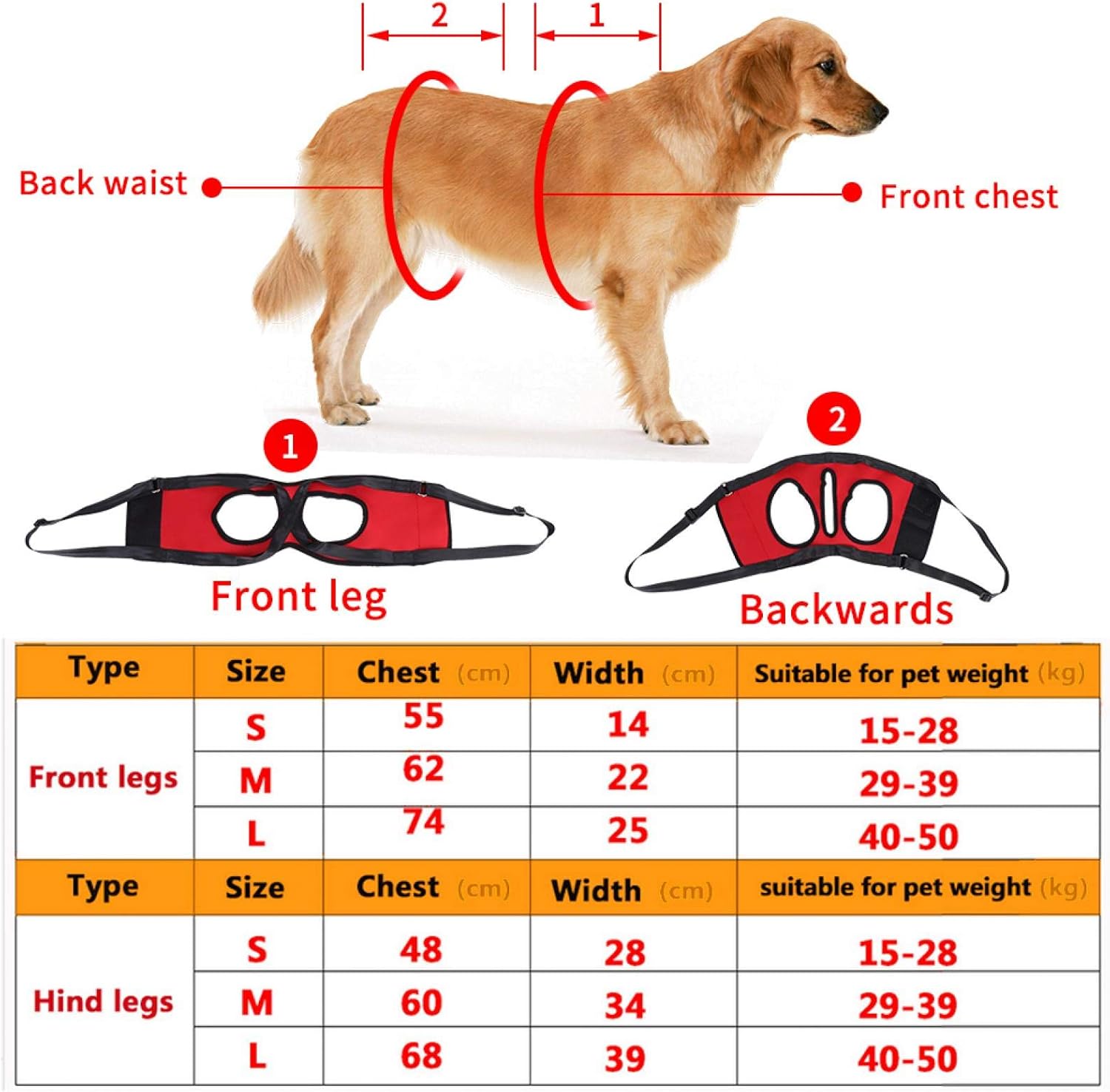 Dog Support Harness, Front Rear Dog Leg Support Harness Walking Aid Lifting Pulling Vest for Old or Injured Dogs(L-Front Leg) - Image 3